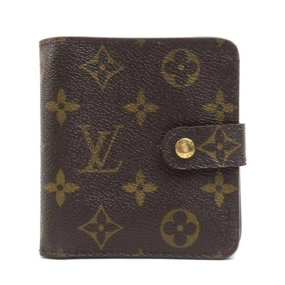 Auth LOUIS VUITTON Monogram Compact Zip Bifold Wallet Brown - Picture 1 of 16